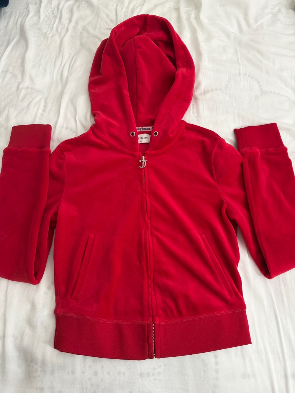 Juicy Couture Red Velour Zip-Up Hoodie